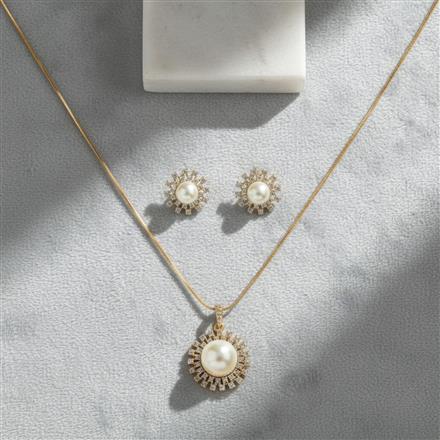 Cz Classic Pendant Set With 2 Tone Plating