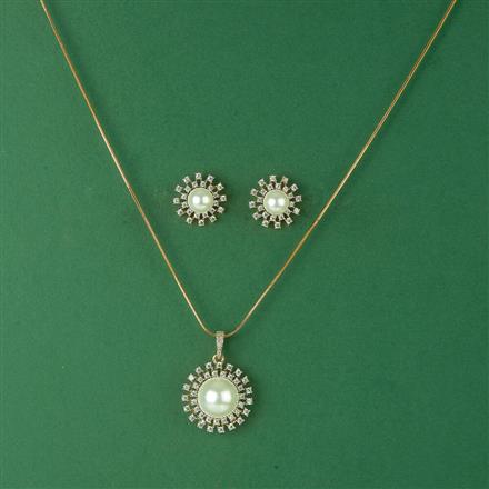 Cz Classic Pendant Set With 2 Tone Plating