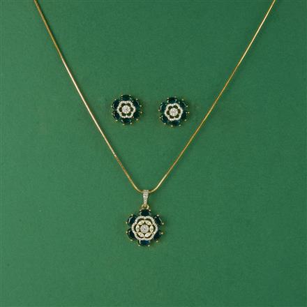 Cz Delicate Pendant Set With 2 Tone Plating