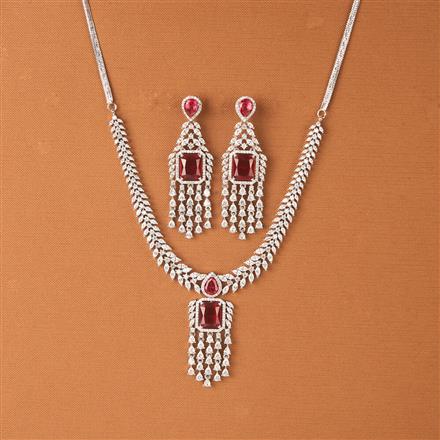 Cz Classic Necklace With Rhodium Plating