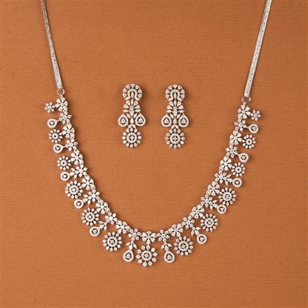 Cz Classic Necklace With 2 Tone Rhodium Plating