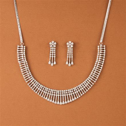 Cz Classic Necklace With 2 Tone Rhodium Plating