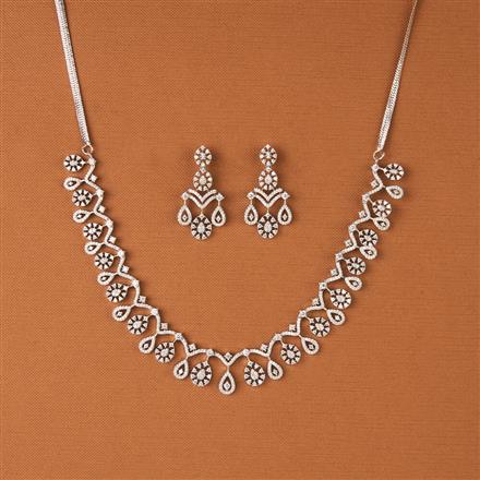 Cz Classic Necklace With 2 Tone Rhodium Plating