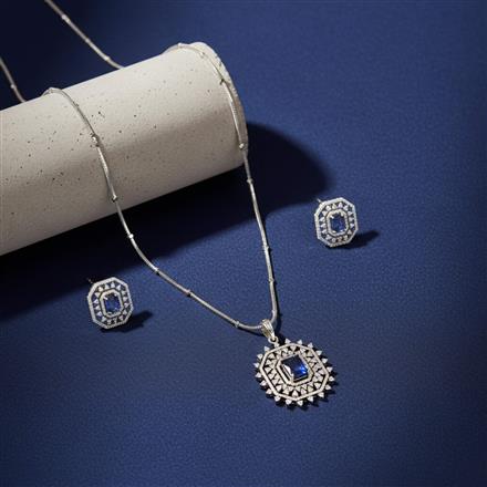 Cz Classic Pendant Set With Rhodium Plating