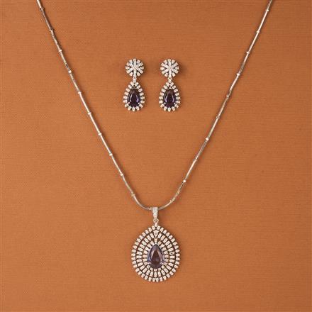 Cz Classic Pendant Set With Rhodium Plating