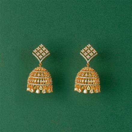 Cz Classic Jhumki With 2 Tone Rhodium Plating