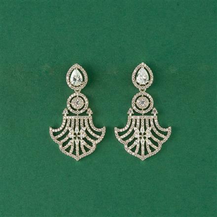 Cz Classic Earring With Rhodium Plating