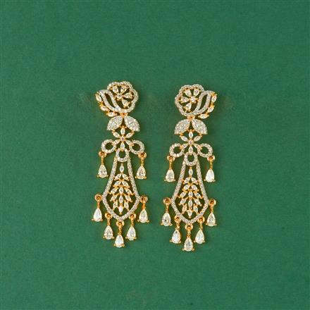 Cz Classic Earring With 2 Tone Rhodium Plating