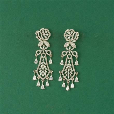 Cz Classic Earring With 2 Tone Rhodium Plating