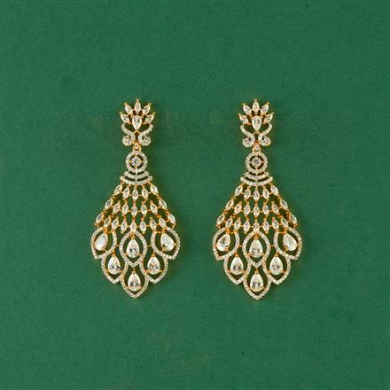 Cz Classic Earring With 2 Tone Rhodium Plating