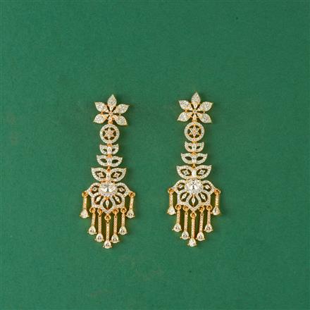 Cz Classic Earring With 2 Tone Rhodium Plating