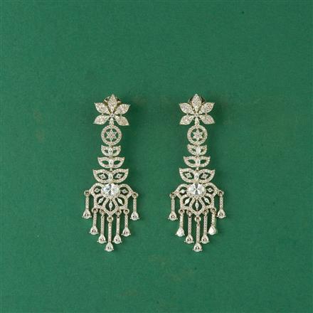 Cz Classic Earring With 2 Tone Rhodium Plating