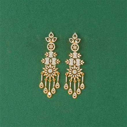 Cz Classic Earring With 2 Tone Rhodium Plating
