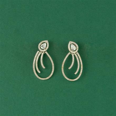 Cz Classic Earring With 2 Tone Rhodium Plating