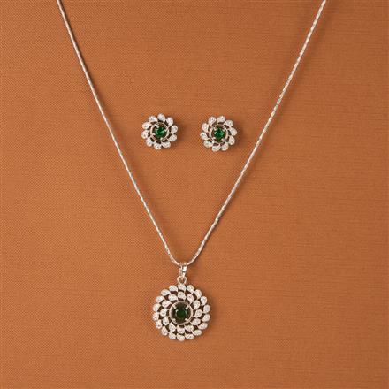 Cubic Zirconia Classic Pendant Set With Rhodium Plating
