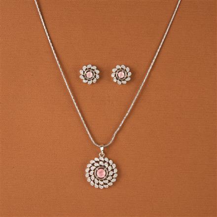 Cubic Zirconia Classic Pendant Set With Rhodium Plating