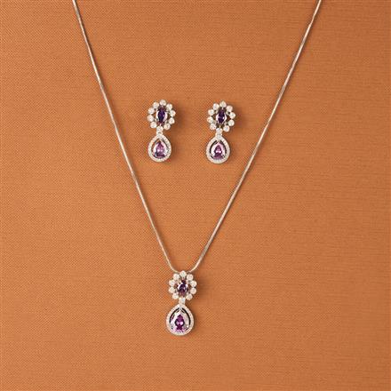 Cz Delicate Pendant Set With Rhodium Plating