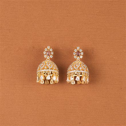 Cz South Indian Jhumki With 2 Tone Plating