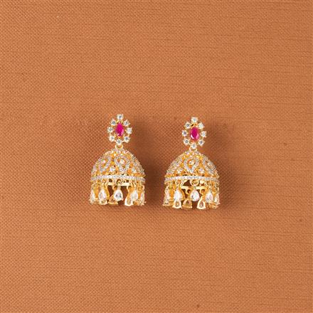Cz South Indian Jhumki With 2 Tone Plating