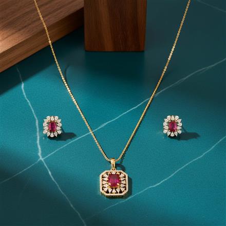 Cz Classic Pendant Set With 2 Tone Plating