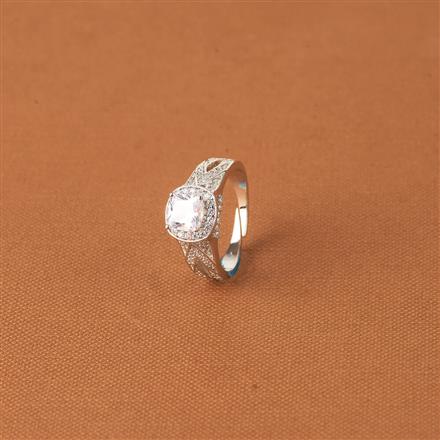 Cz Adjustable Ring With 2 Tone Rhodium Plating