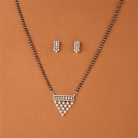 Cubic Zirconia Tanmaniya Mangalsutra With 2 Tone Rhodium Plating