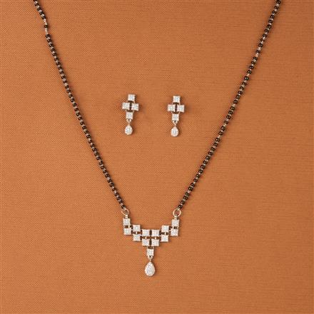 Cubic Zirconia Tanmaniya Mangalsutra With 2 Tone Rhodium Plating