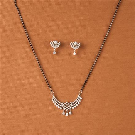 Cubic Zirconia Tanmaniya Mangalsutra With 2 Tone Rhodium Plating