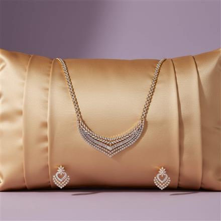 Cubic Zirconia Classic Pendant Set With 2 Tone Rhodium Plating