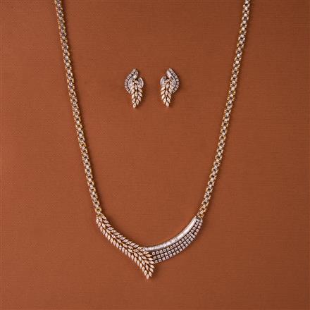 Cubic Zirconia Classic Pendant Set With 2 Tone Rhodium Plating