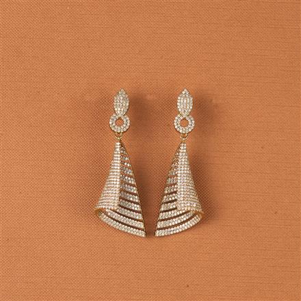 Cz Classic Earring With Mehndi 2 Tone Rhodium Plating
