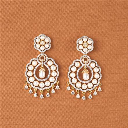 Cubic Zirconia Moti Earring With 2 Tone Rhodium Plating