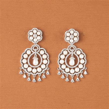 Cubic Zirconia Moti Earring With 2 Tone Rhodium Plating