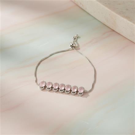 Cubic Zirconia Adjustable Bracelet With Rhodium Plating