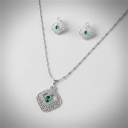 Cubic Zirconia Classic Pendant Set With Rhodium Plating