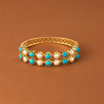 Cz Pearl Kada With Gold Plating