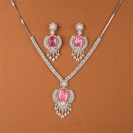 Cubic Zirconia Classic Necklace Set With Rhodium Plating