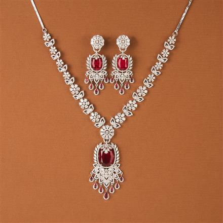 Cubic Zirconia Classic Necklace Set With Rhodium Plating
