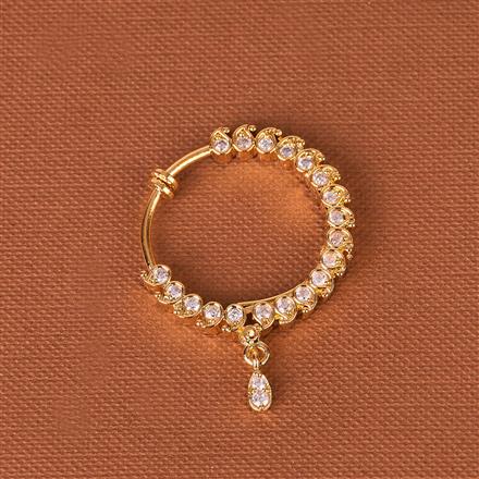 Cubic Zirconia Classic Nose Ring With Gold 2 Tone Rhodium Plating