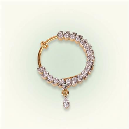 Cubic Zirconia Classic Nose Ring With Gold 2 Tone Rhodium Plating