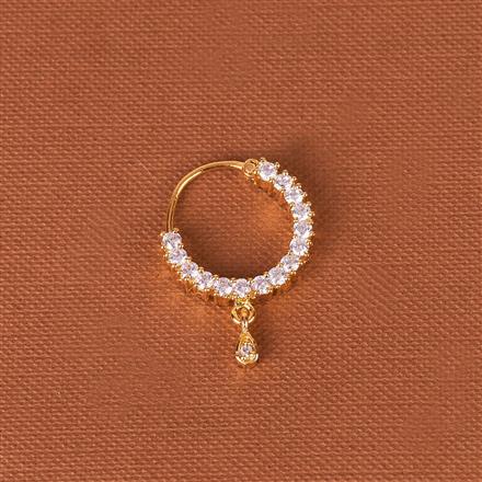 Cubic Zirconia Delicate Nose Ring With Gold 2 Tone Rhodium Plating