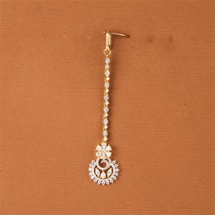 Cubic Zirconia Delicate Tikka With 2 Tone Rhodium Plating