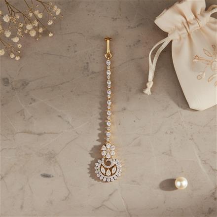 Cubic Zirconia Delicate Tikka With 2 Tone Rhodium Plating