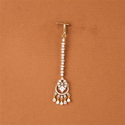 Cubic Zirconia Delicate Tikka With 2 Tone Rhodium Plating