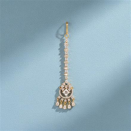 Cubic Zirconia Delicate Tikka With 2 Tone Rhodium Plating