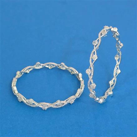 Cubic Zirconia Classic Bangles With 2 Tone Rhodium Plating