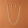 Cubic Zirconia Pearl Necklace Set With Gold Plating