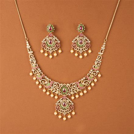 Cubic Zirconia Classic Necklace Set With Gold Plating