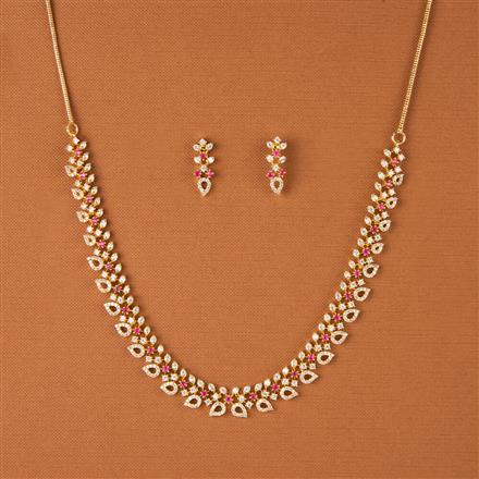 Cubic Zirconia South Indian Necklace Set With Gold Plating