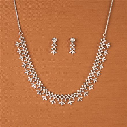 Cubic Zirconia Delicate Necklace Set With Gold Rhodium Plating